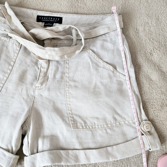 Sanctuary Women's 100% Linen Tie-Waist Shorts Beige Size 27 - Picture 9 of 14